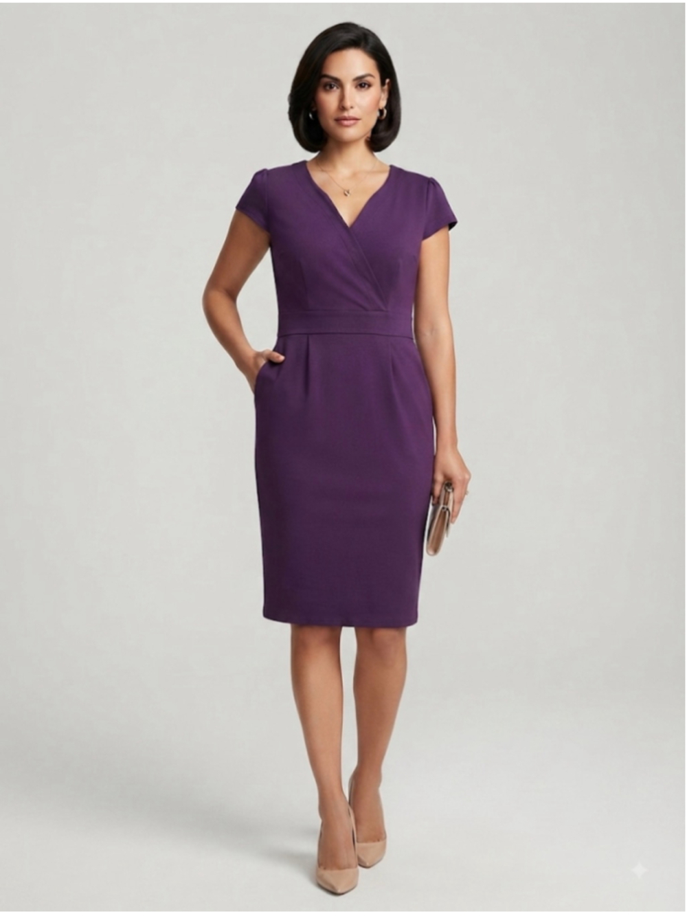 CEASIKERY Purple Plum Midi Dress Size L